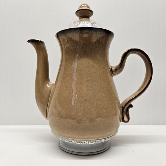 Denby Langley Seville Brown Stoneware Coffee Pot With Lid England - Picture 6 of 8